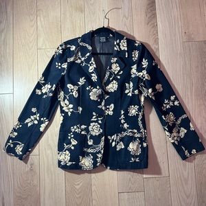 Mary Jane Marcasiano Denim Floral Blazer